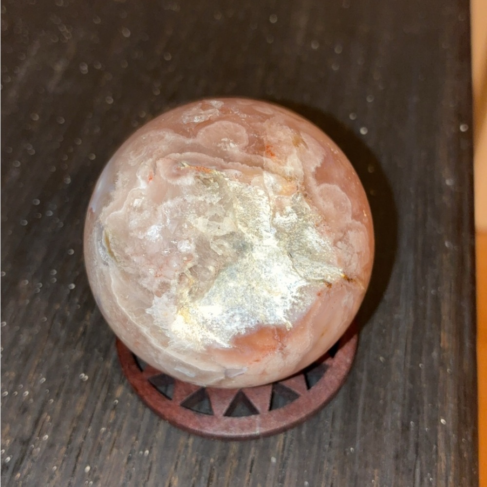 🌸 Flower Agate Sphere – 6.3oz | Feminine Energy • Growth • Self-Love